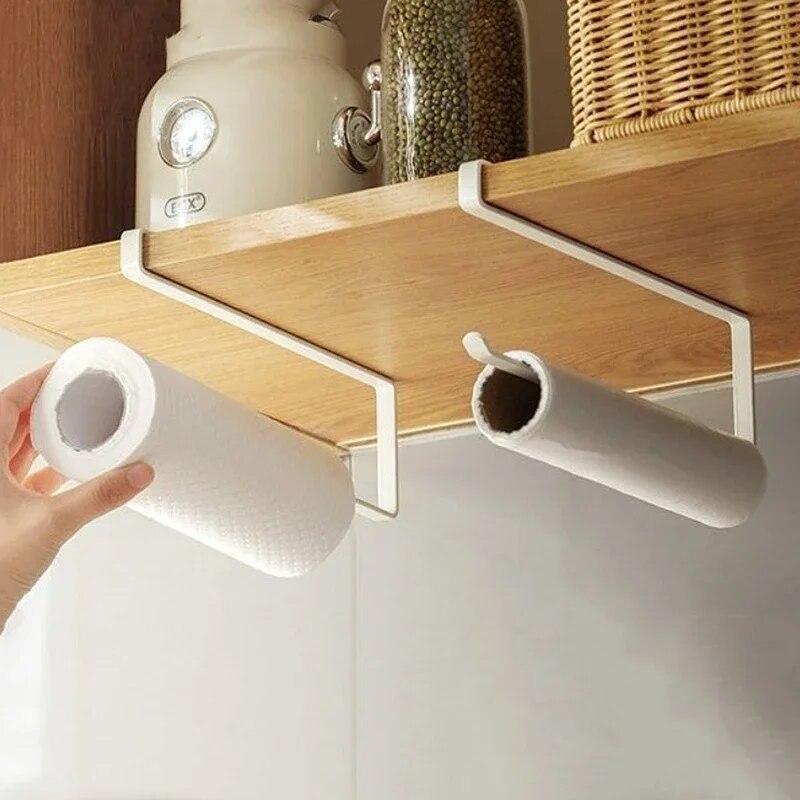 Wall Mounted Paper Roll Holde Bathroom Closet Cabinet Storage Rack Home Tissue Towel Rack Wall Hanging Shelf Kitchen Organizer