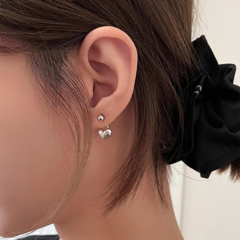 Ventfille 925 Sterling Silver Love Heart Earring for Women Girl Gift Minimalism Sweet Romance Jewelry Dropshipping