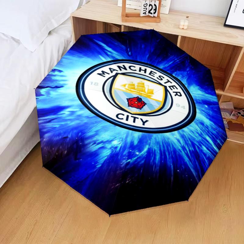 1PC Manchester City F.C Printed Umbrella Folding umbrella, automatic umbrella 8-Frame for Travel, camping Fan gifts Christmas Gifts
