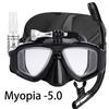 Scuba Myopia Diving Mask Set with Camera mount Tempered Lens Dive Swimming Glasses,Elastic elastic band,Gift Box