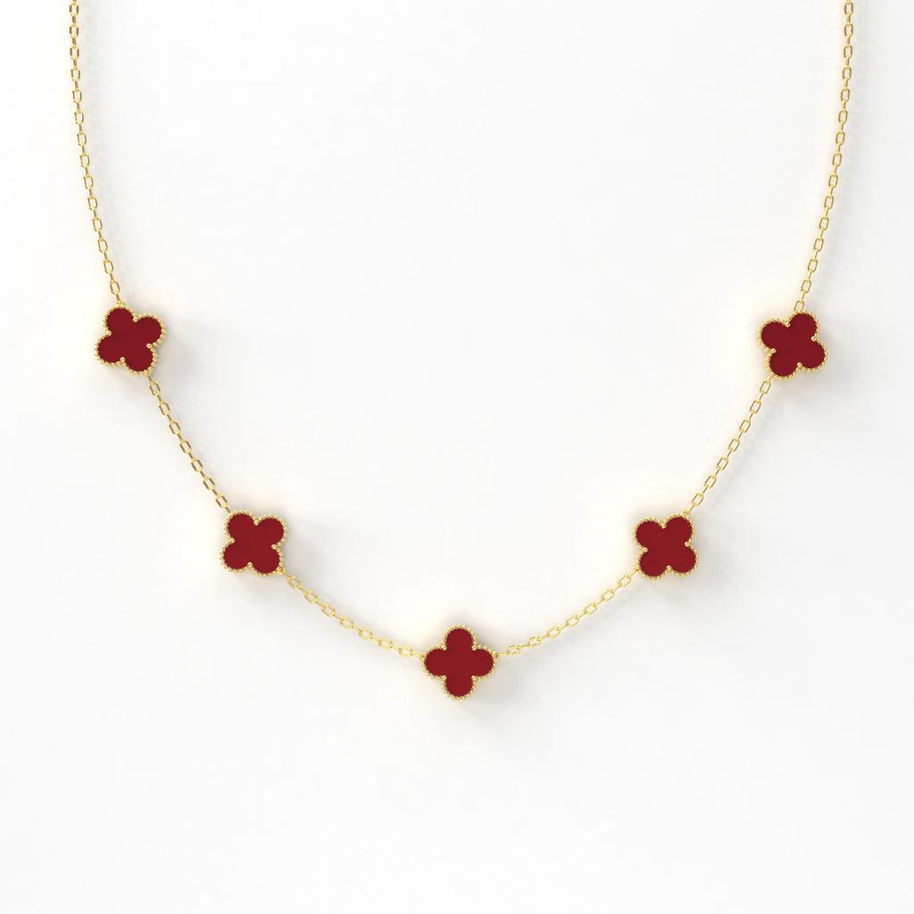 Five Flowers Titanium Steel Four-Leaf Clover Necklace 18K Does Not Lose Colour Sweet Personality Popular Small Fresh Women's Collarbone Chain