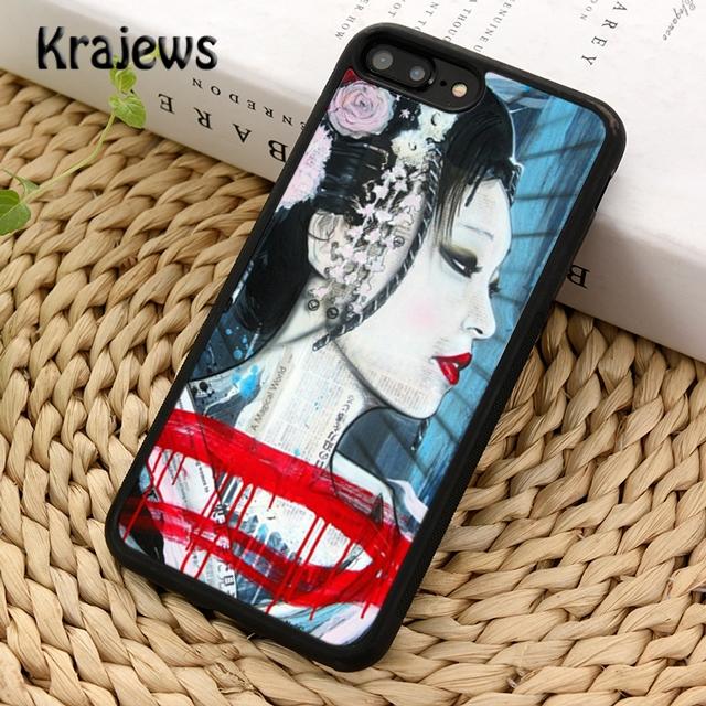 Krajews Japanese Geisha Soft Phone Case Cover For iPhone 17 Air 16 15 14 plus 11 12 13 pro max coque Shell Fundas