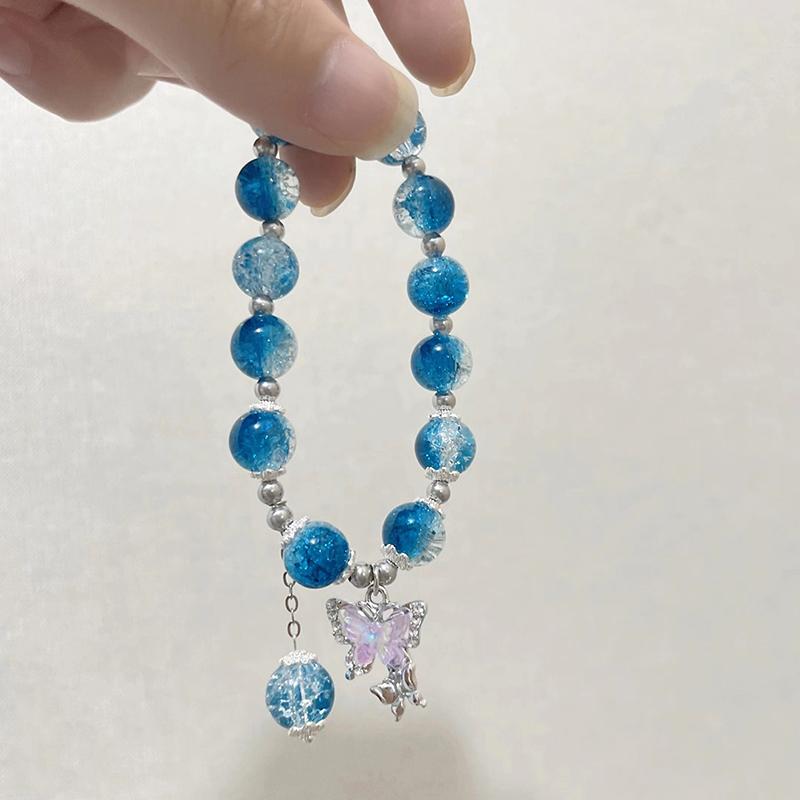 Браслет-нитка из бусин, натуральный кошачий глаз, браслет-бабочка, очаровательный браслет, изысканный, элегантный, для девочек, бусины-бабочки, украшение, ювелирное изделие, подарок