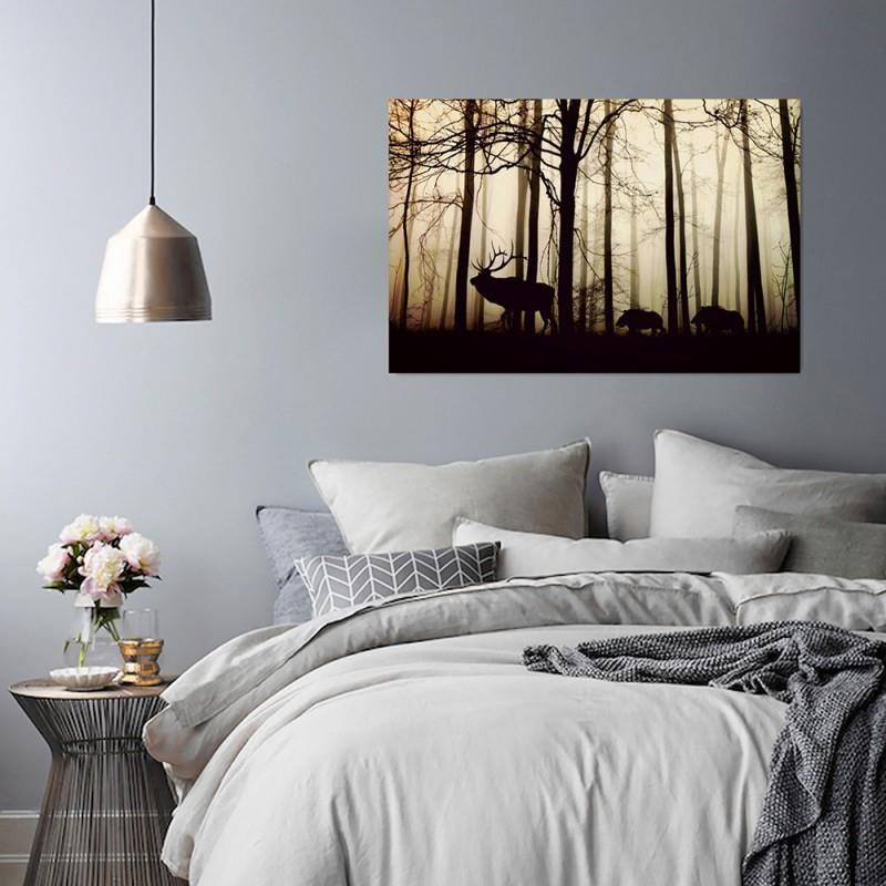 Canvas print, Animals in forest landscape
