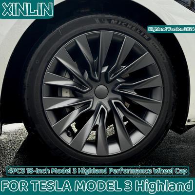 4 шт. Колпак ступицы для Tesla Model 3 Highland 18-дюймового Performance Запасной колпак колеса Автомобильные аксессуары Полное покрытие диска 2023 2024