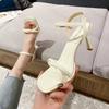 2025 Summer Style New Buckle Strap Square Toe Sandals Thin Heels Clip Toe Women Heels Sandals Slingback Sexy Pumps