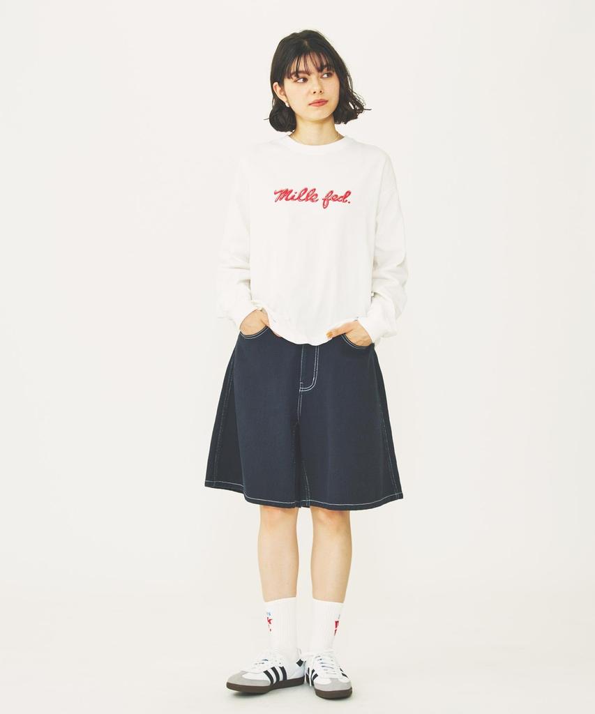 Milkfed Casual ICING LOGO BASIC TEE In Off White Women's L/S