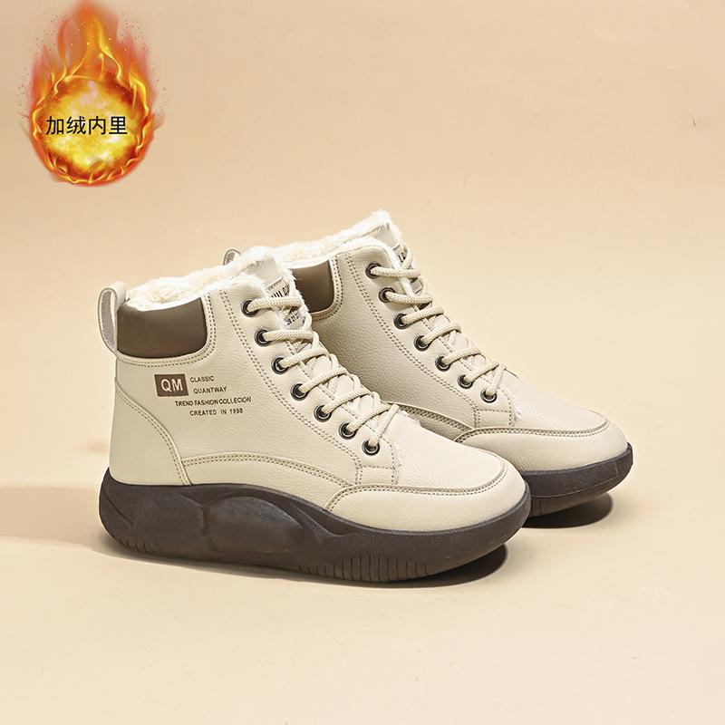 Зимние бархатные высокие кеды детские универсальные инс корейская версия толстая подошва утолщенные теплые хлопковые туфли кеды короткие ботинки зимние ботинки