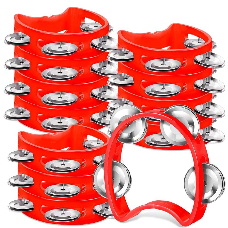 2Pcs Plastic Hand Held Percussion Tambourine With 4 Bells Rhythm Musical Instrument Toys Kids Preschool Educational Gift