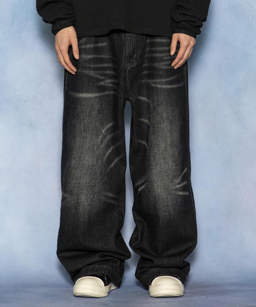 GLACK Gp110 Picture Punk Washed Denim Pants (Black)