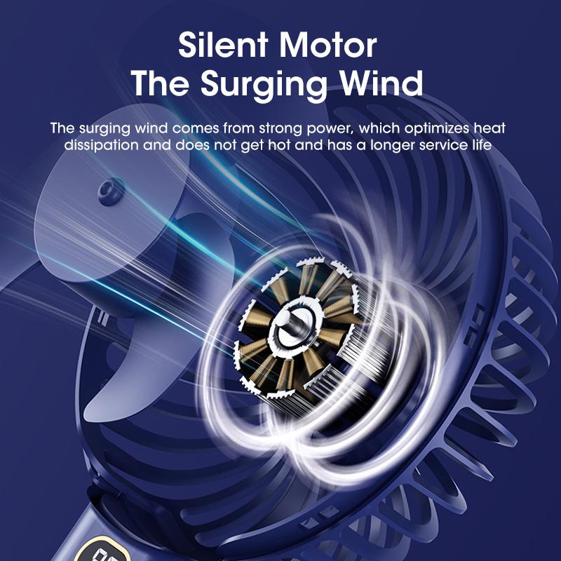 Mini Handheld Fan 3000mAh Portable Rechargeable USB 5 Speeds Strong Wind for Home Office Outdoor Travel