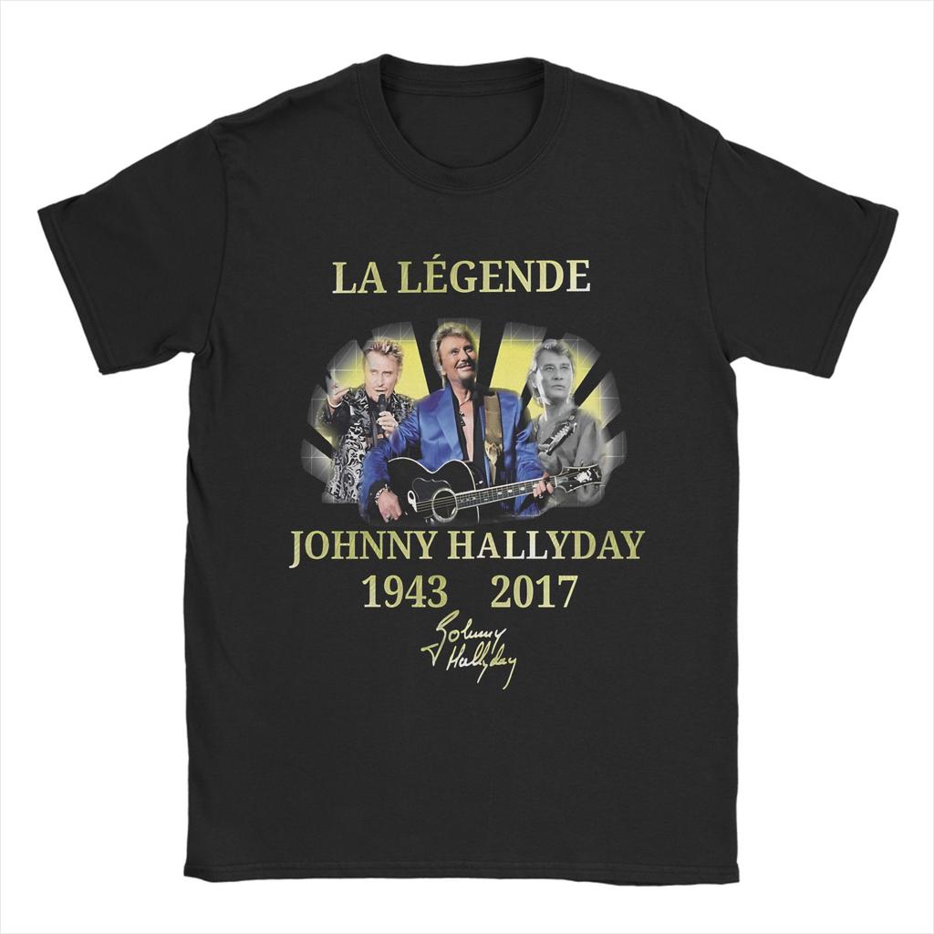 Novelty Johnny Hallyday T-Shirt Men O Neck Pure Cotton T Shirts Short Sleeve Tee Shirt New Arrival Clothes - Men's Summer C...