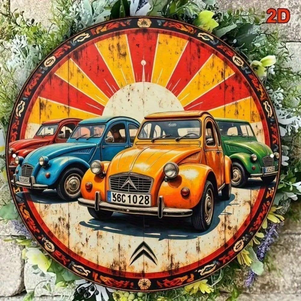 Ретро Автомобиль 2CV Металлическая Настенная Арт-Вывеска Винтажный Декор Peugeot для Кафе Бара