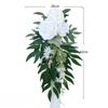 1 Pc Church Chair Decor Wedding Aisle Decorations for Wedding Ceremony Pew Flowers for Party Decor with Artificial Flowers Eucalyptus Ribbons White