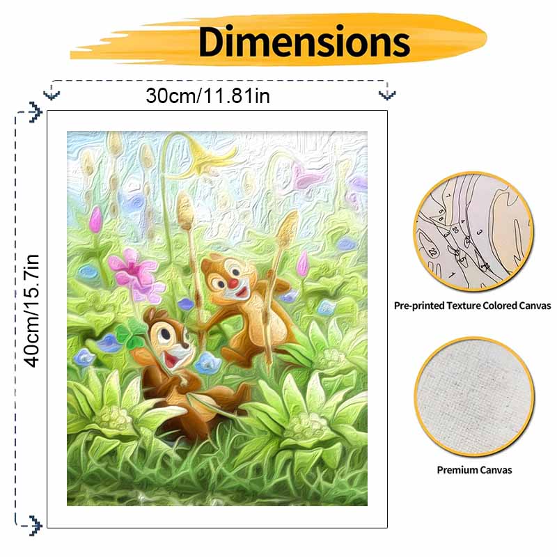Disney Чип и Дейл Набор для рисования по номерам Садовый рисунок Холст DIY Картина Домашний декор Искусство Рукоделие Стена Подарок Эстетичный Расслабляющий Хобби Развлечение