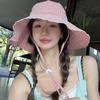Женская панама в корейском стиле с клетчатым принтом и широкими полями для защиты от солнца - Элегантный аксессуар для хайкинга на весну/лето с дизайном, подчеркивающим черты лица.
