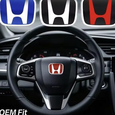 Car Steering Wheel Emblem H-Sticker For Honda Civic Accord City CRV Jade Fit Odyssey Hybrid Red Black Blue Interior ModificationS