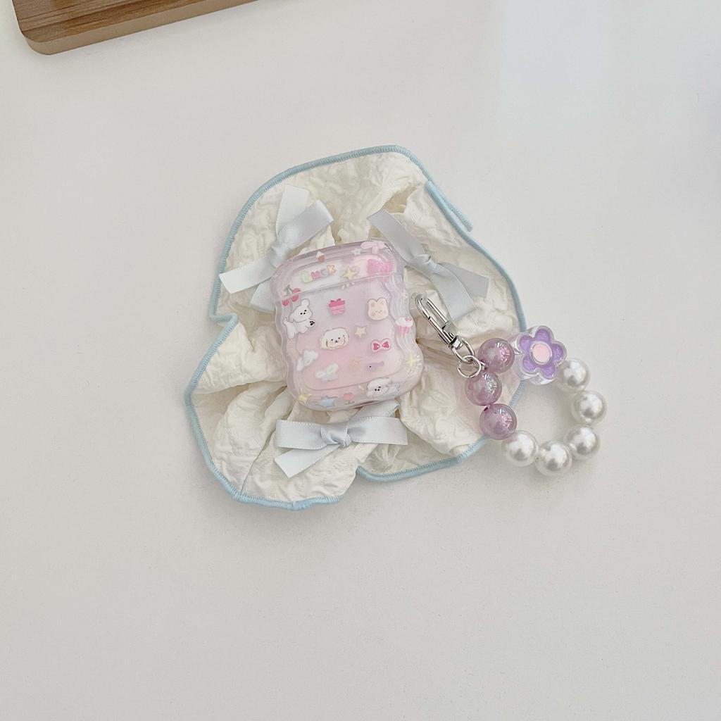 Браслет Ins, милый чехол для наушников с милой собакой, цветком удачи, звездами, вишневым щенком, мультяшным принтом для Apple Airpods 1 2 Pro 2nd 3, зарядная коробка