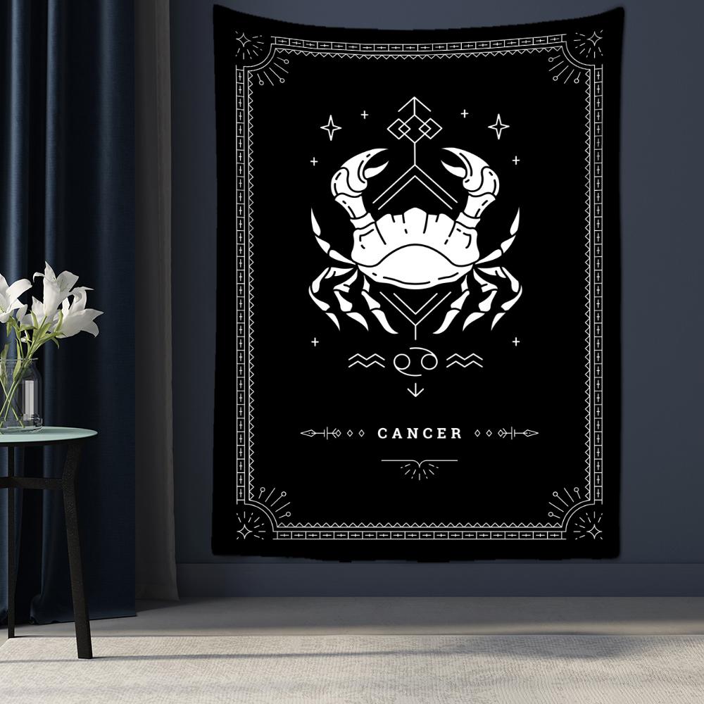 Черно-белый гобелен созвездия Таро, настенный Гобелен, научная фантастика, психоделическая магия, богемный хиппи, домашний декор