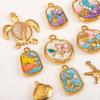 2pcs Stainless Steel Retro Ocean Turtle Octopus Crab Shell Star Pendant Necklace Earring Flower Charm Jewelry Making Craft Gift