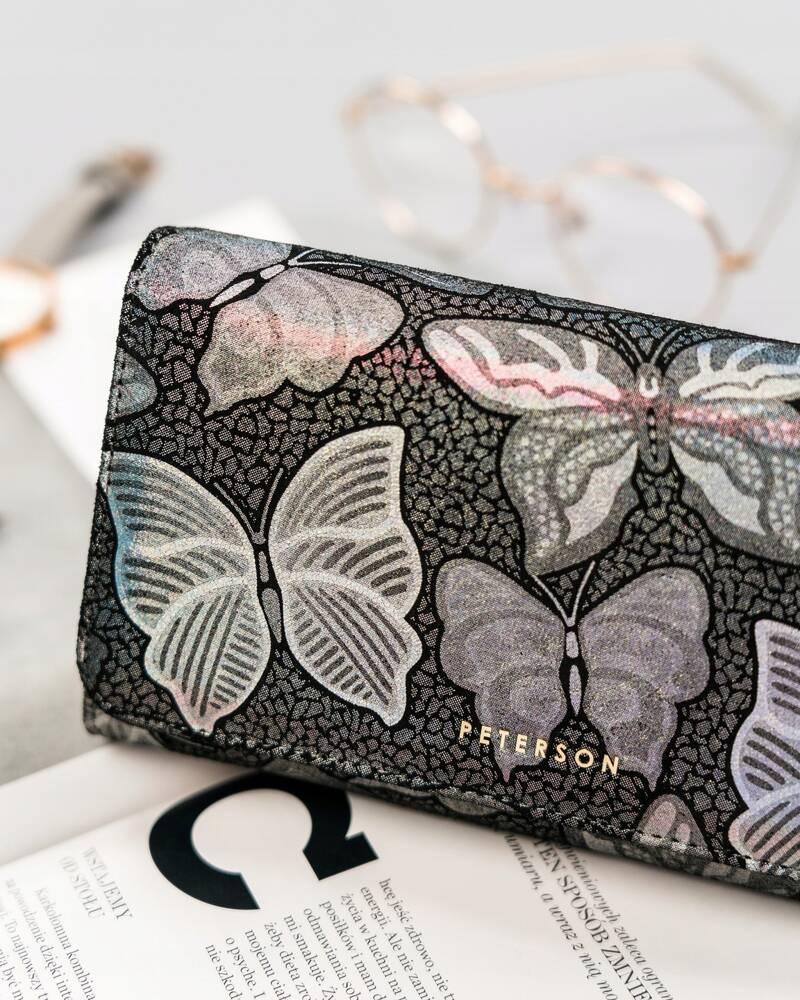 Large women's wallet made of genuine leather with a snap closure - Peterson