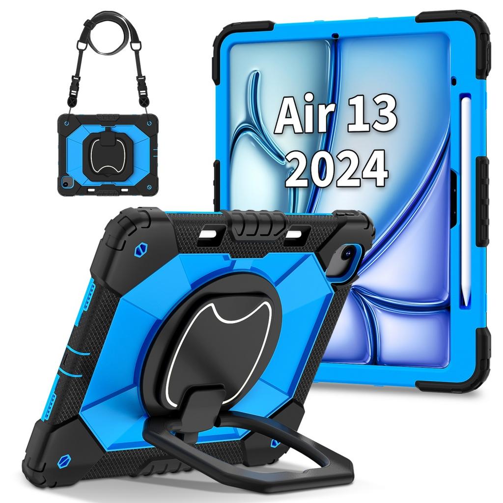 Для Apple iPad Air 13 (2024)/ iPad Air 13 дюймов (M2). Вращающаяся на 360° рукоятка, прочная защитная подставка TPU+PC 3 в 1, противоударный чехол для планшета и ПК