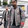Trendy Soccer Fashion Men's Embroidered Bomber Jacket Hip Hop Letter Splicing Artificial Leather Baseball Clothing Y2K Jacket