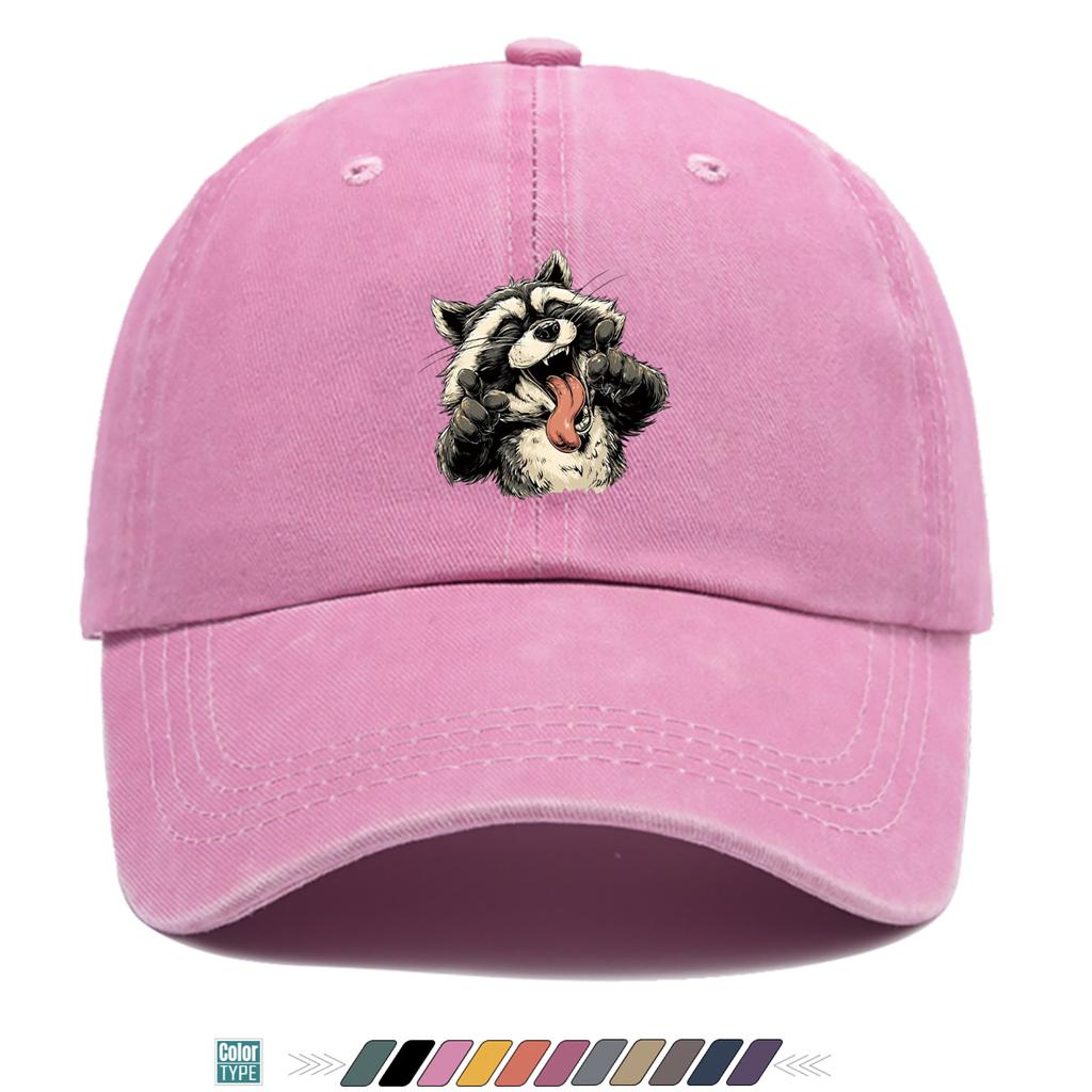 pc Quirky Grinning Raccoon Print Baseball Cap Trendy Street HipHop Hat Individual Fashion Versatile Unisex Adjustable Duckbi