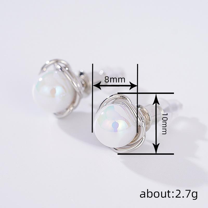 Красочные серьги из имитации лунного камня для женщин, модные персонализированные милые украшения, серьги-пусеты с линейным дизайном