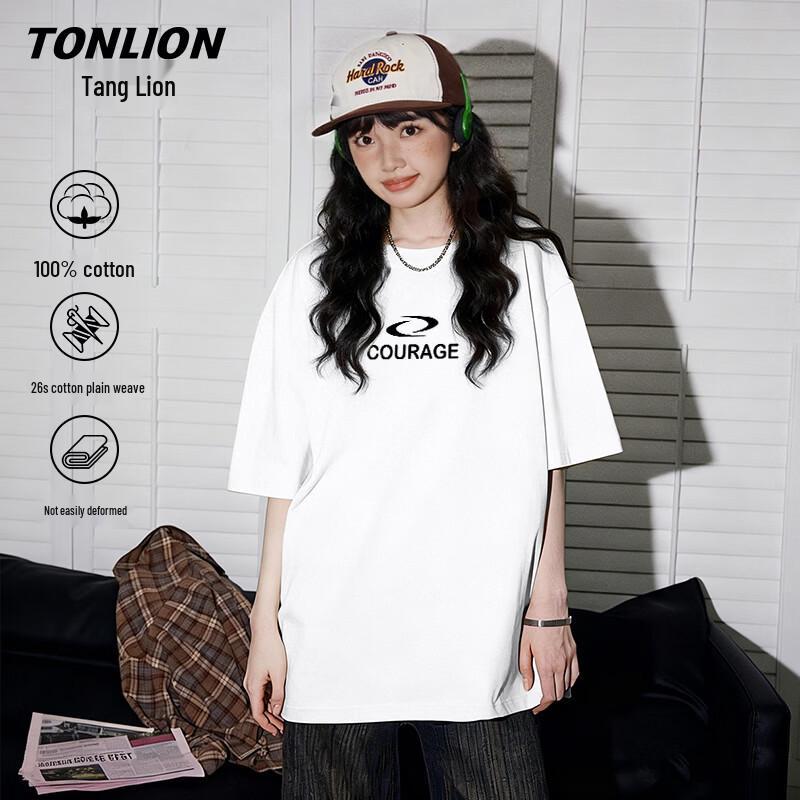 Женская хлопковая футболка TonLion с круглым вырезом и коротким рукавом