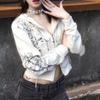 VAYLA Осенние укороченные худи в эстетике Y2k для женщин, повседневные, с принтом, на двойной молнии, в стиле харадзюку, панк, готические куртки в стиле фейри-гранж