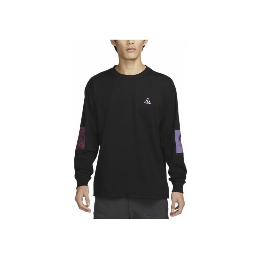 Nike ACG Графический принт с круглым вырезом и длинными рукавами Мужские топы Черные DX9453-010
