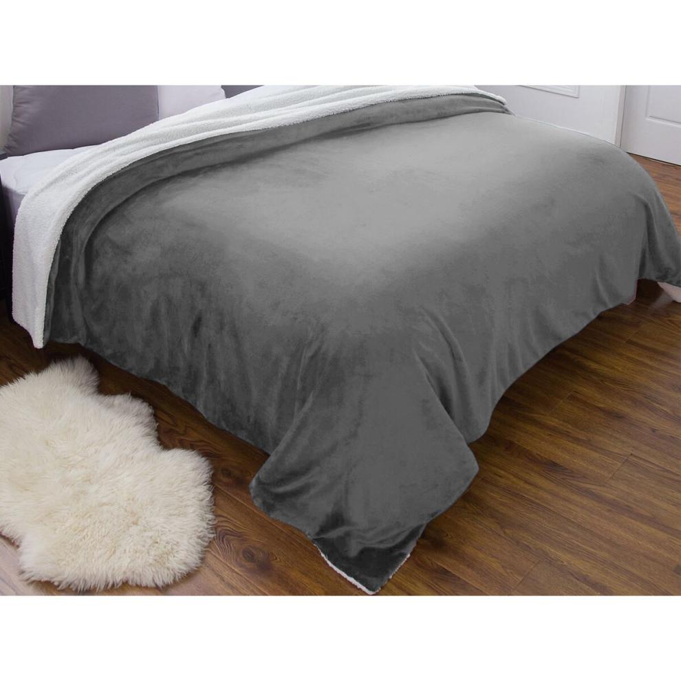 (Super King, Grey) Heavy Thick Blanket Bed Throw-Single Double King Size-Warm Fluffy for Extreme Winters