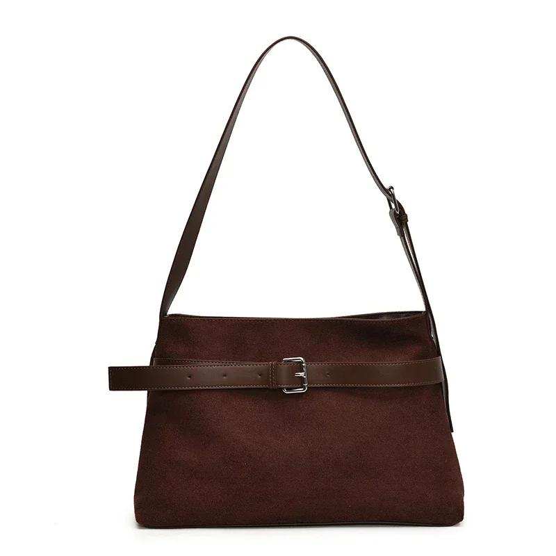 Большая вместимость, простые повседневные сумки через плечо из искусственной замши, новые осенние и зимние стили, женские сумки через плечо