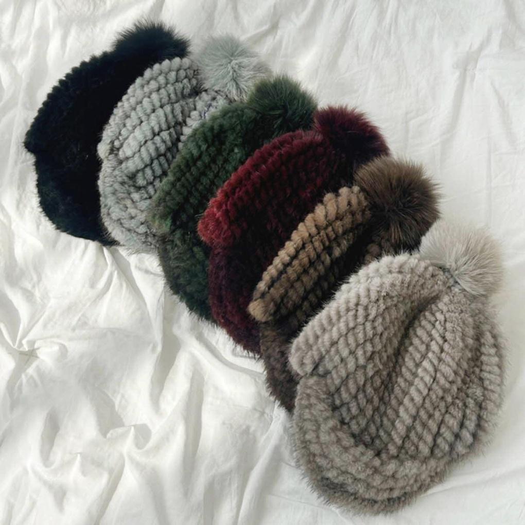 KARRA (up to 77) Real Mink 100% Drop-Detachable Cap Hat_A5W0004