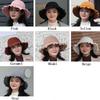 Lady Autumn Winter Chenille Fisherman Hat Solid Color Bowknot Wild Pleated Sunshade Retro Hat