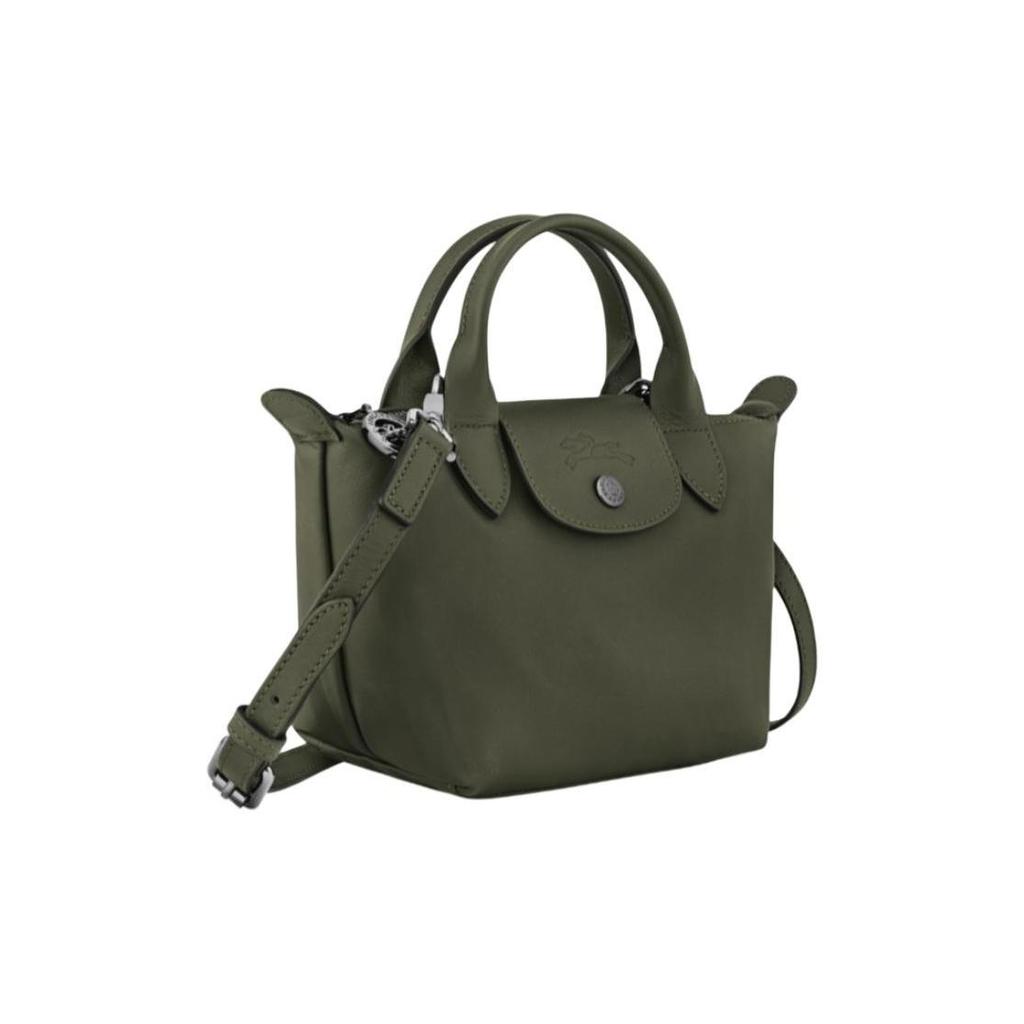 Longchamp Le Pliage Knight Logo Leather Mini Tote Bag Women Tote Bags Green 1500987549