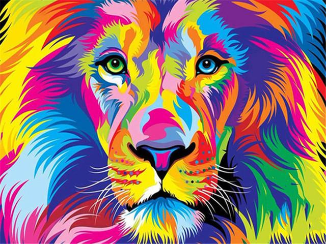 DIY 5D Diamond Painting Animal Lion Cat Cross Stitch Kit Full Drill Embroidery Mosaic Art Picture of Rhinestones Home Decor Gift