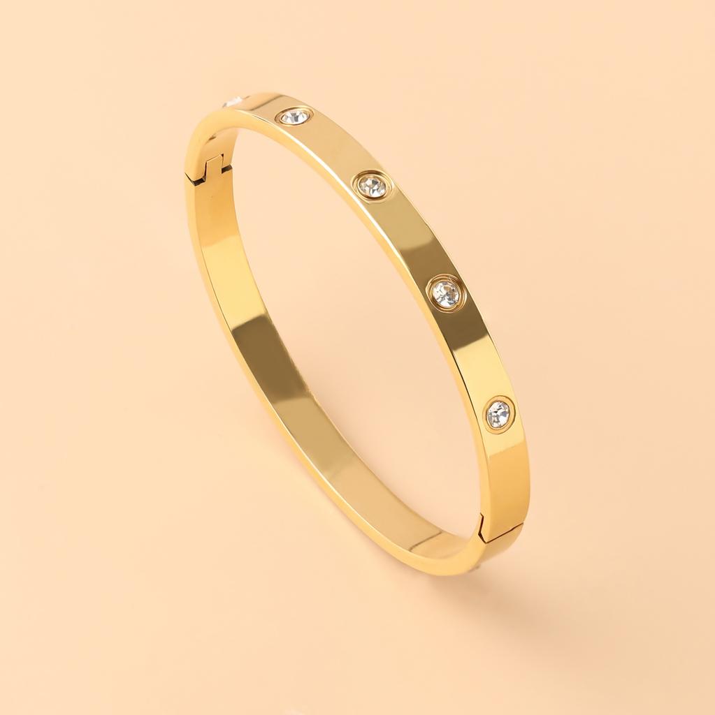 Gold Plating Lover Bracelets&Bangles for Women Rose Gold Color  Charming CZ Cuff Bracelet Luxury Jewellery Gifts AVE