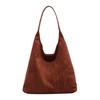 Suede Shoulder Bag Retro Design Large Capacity Crossbody Handbag Adjustable Strap