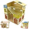 Solid Wood Hamster Cage, Three-Story Villa with Climbing Frame and Stairs for Small Pets