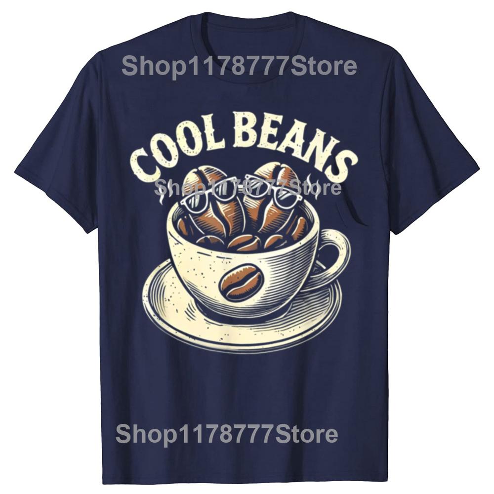 Смешные Cool Beans Кофе Кофеин Любитель Ретро Футболки Хлопок Короткий Рукав Подарки на День Рождения Мужская Повседневная Свободная Оверсайз Футболка