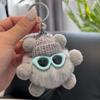 Cute Elfin Key Chains Sunglasses Elf Rabbit Hair Pendants Key Ring Accessories Woman Fashion Bag Handbag Decoration