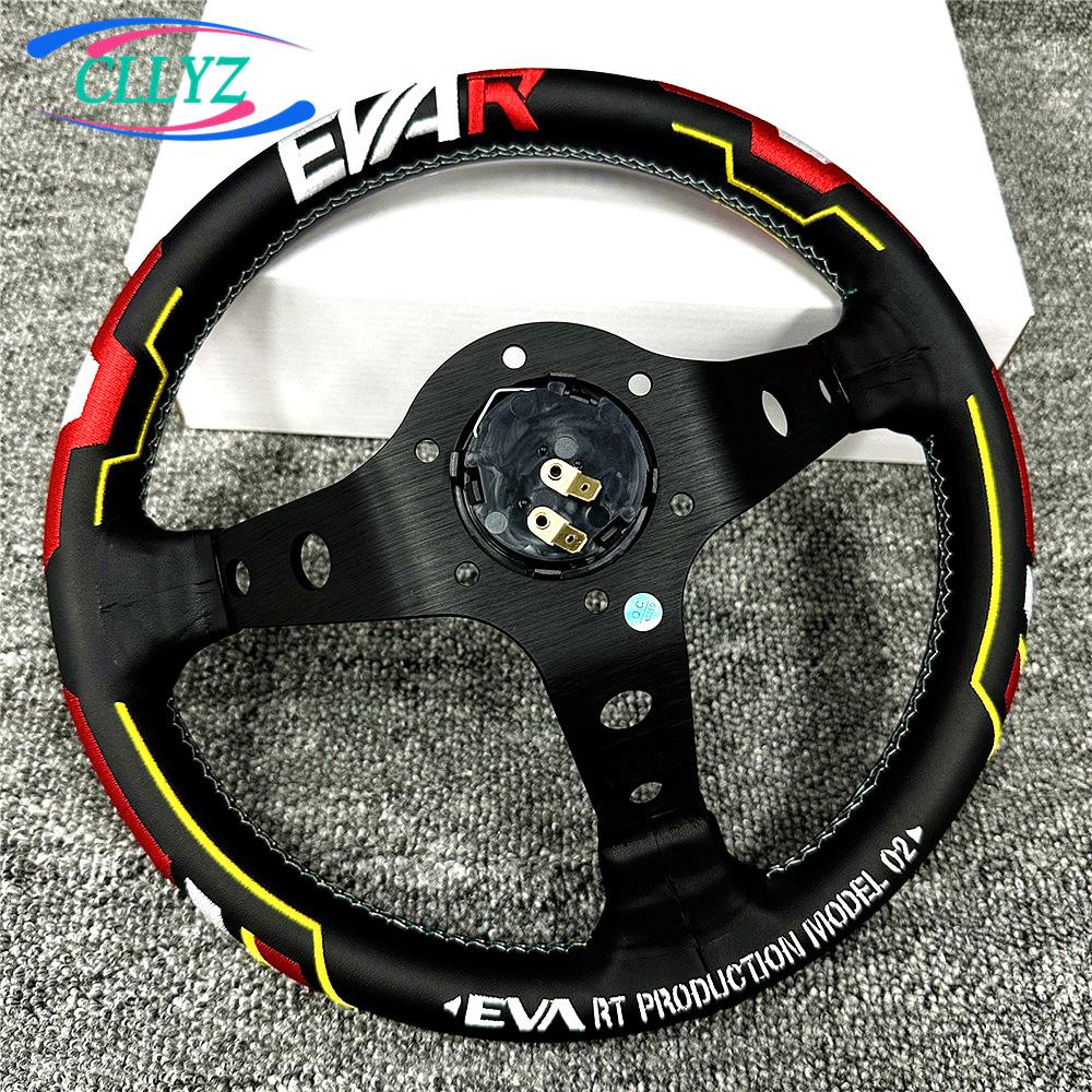Универсальный 12,5-дюймовый 320-мм гоночный руль JDM VERTEX, натуральная кожа, вышивка, для картинга, спортивного автомобиля, автоаксессуары