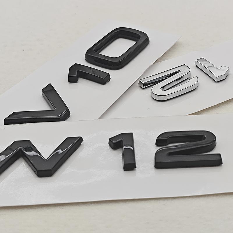 3D ABS Car Letters Logo V10 W12 Rear Trunk Badge Side Fender Sticker Decals For 4UYEF A6 A8 Q8 Q7 SQ7 SQ8 S7 S8 Auto Accessories