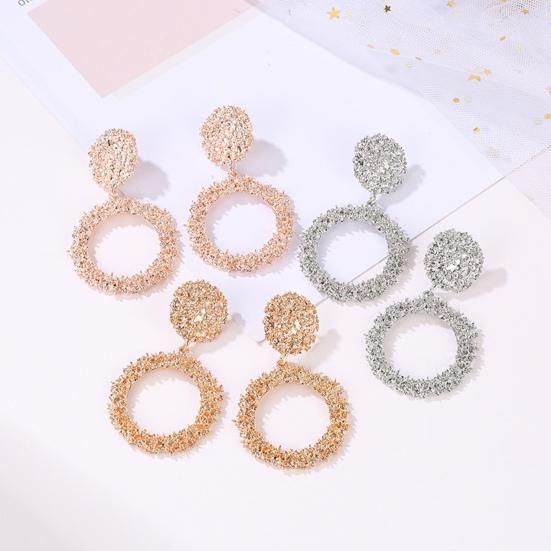 1 Pair Geometric Statement Earrings Vintage Style Sparkling Alloy Large Hollow Ring Women Girls Hoop Earrings Fashion Accessories Gift