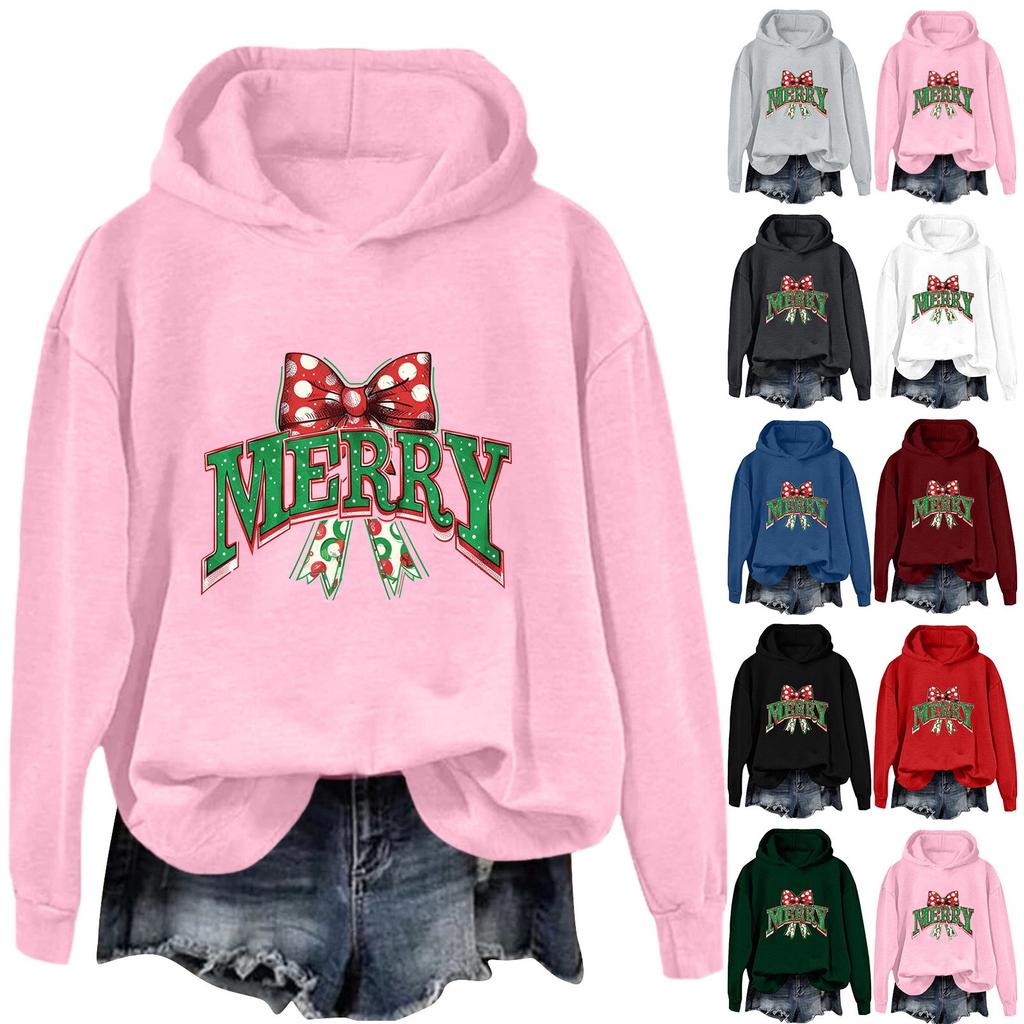 Women's Sweatshirt Sports Christmas Print Pullover Sweatshirt Hoodie Long Sleeve Top Casual Sweatshirt