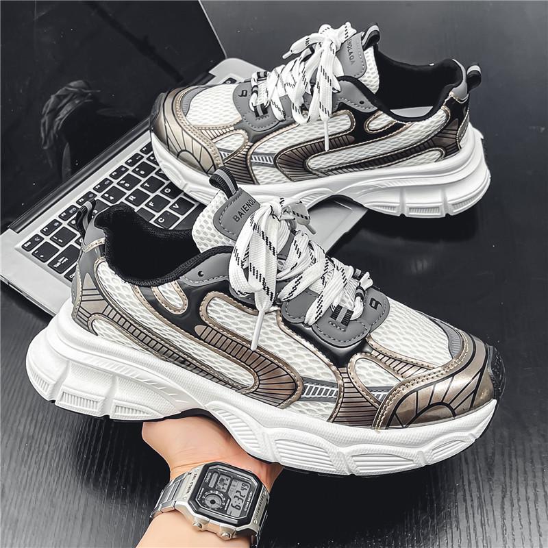 Men's Trendy Dad Shoes: Korean-Style, Thick-Soled, Height-Boosting Luxury Casual Sneakers