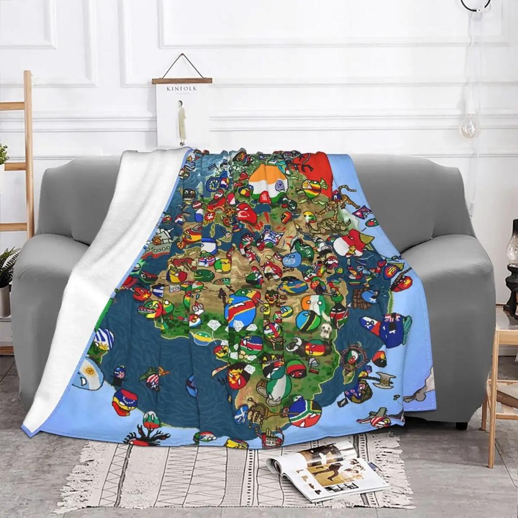 Countryball Flag Blankets Fleece Print Video Game Breathable Ultra-Soft Throw Blankets for Home Outdoor Bedding Throws