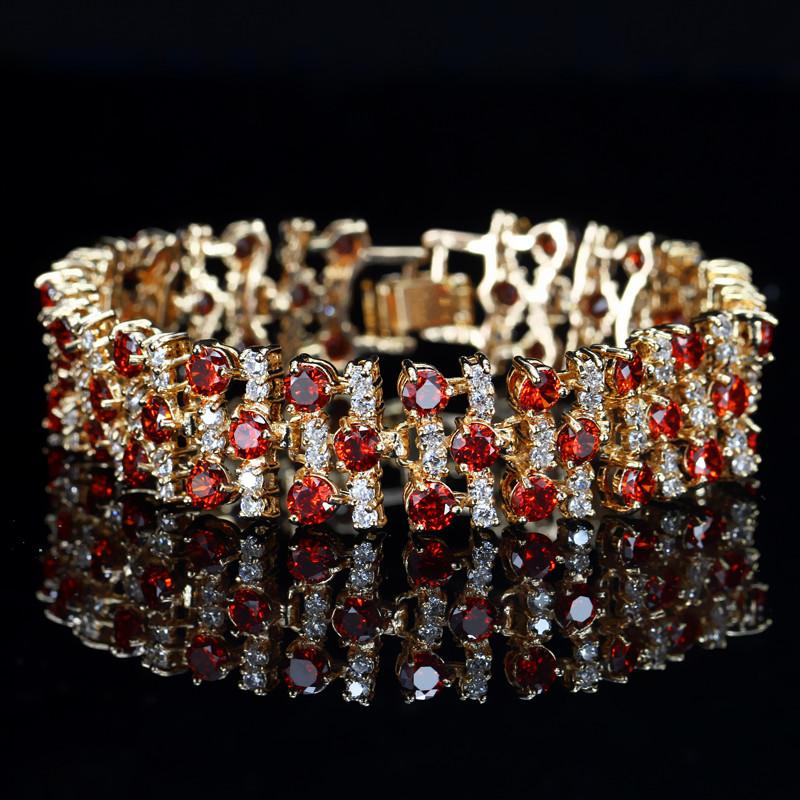 WWJ Gorgeous Golden Color Black Cubic Zirconia Wide Tennis Bracelets